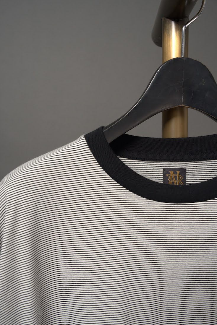HIGH TWIST COTTON BORDER LONG SLEEVE T-SHIRT