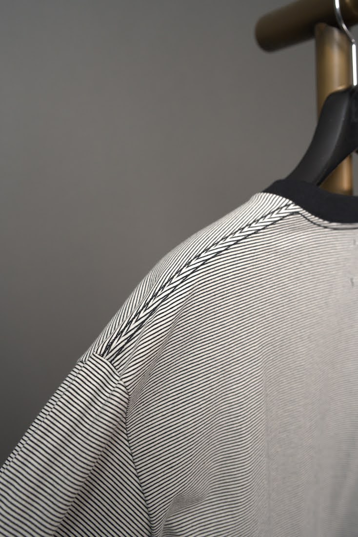 HIGH TWIST COTTON BORDER LONG SLEEVE T-SHIRT