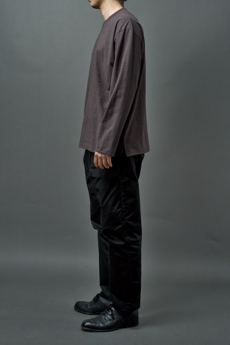 HIGH TWIST COTTON BORDER LONG SLEEVE T-SHIRT