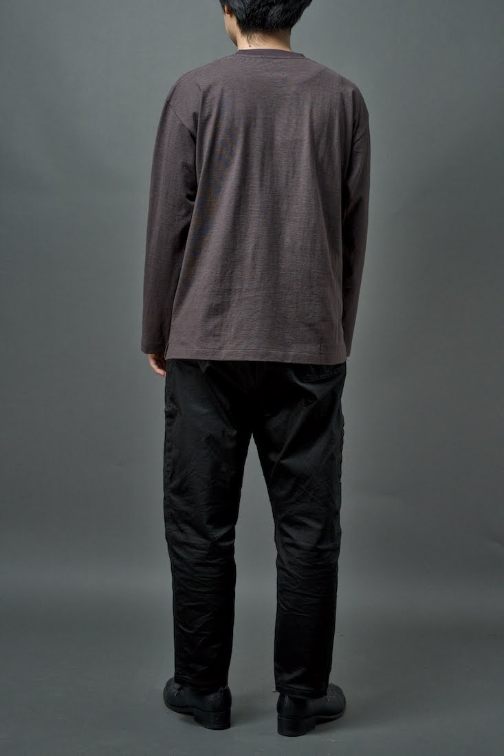 HIGH TWIST COTTON BORDER LONG SLEEVE T-SHIRT