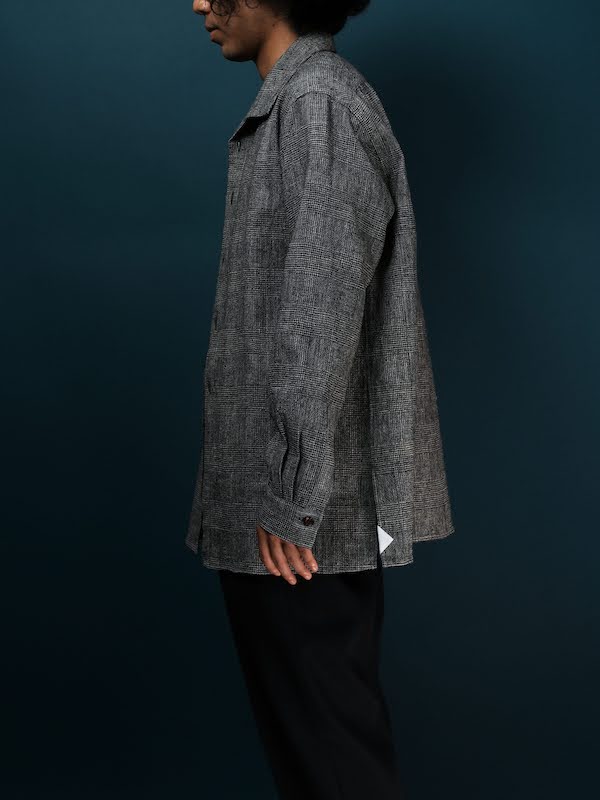 Classic open collar shirt (Glen plaid)