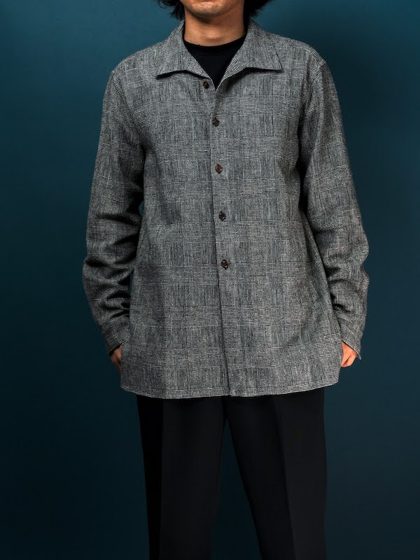 Classic open collar shirt (Glen plaid)