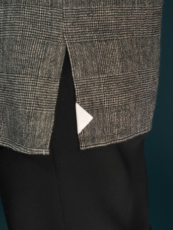 Classic open collar shirt (Glen plaid)