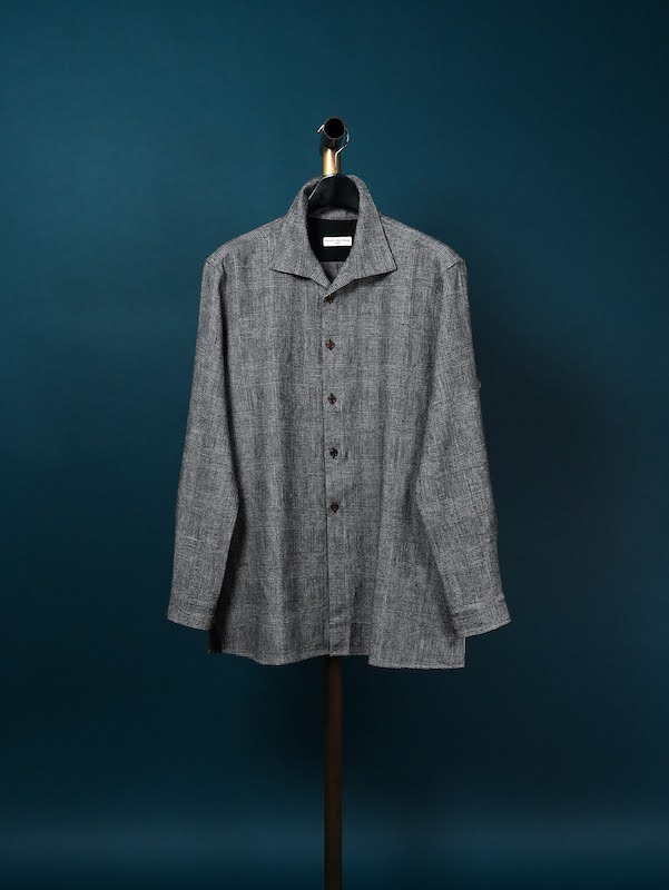 Classic open collar shirt (Glen plaid)