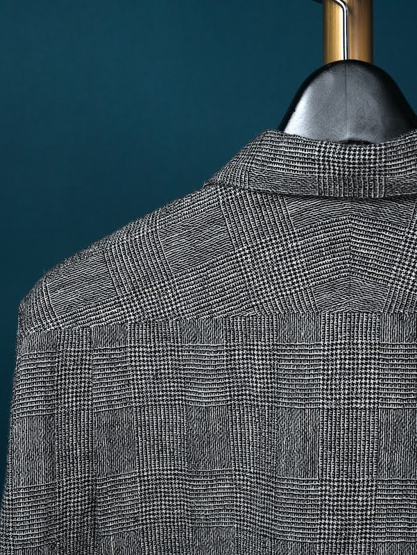 Classic open collar shirt (Glen plaid)