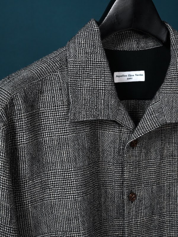 Classic open collar shirt (Glen plaid)