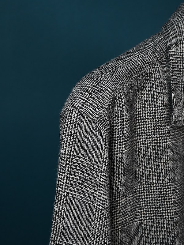 Classic open collar shirt (Glen plaid)