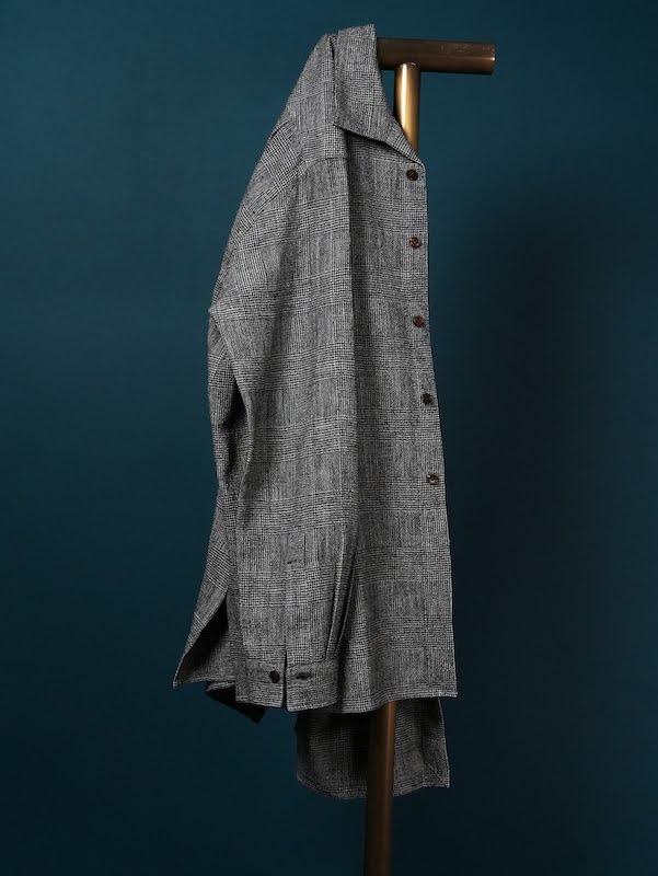 Classic open collar shirt (Glen plaid)