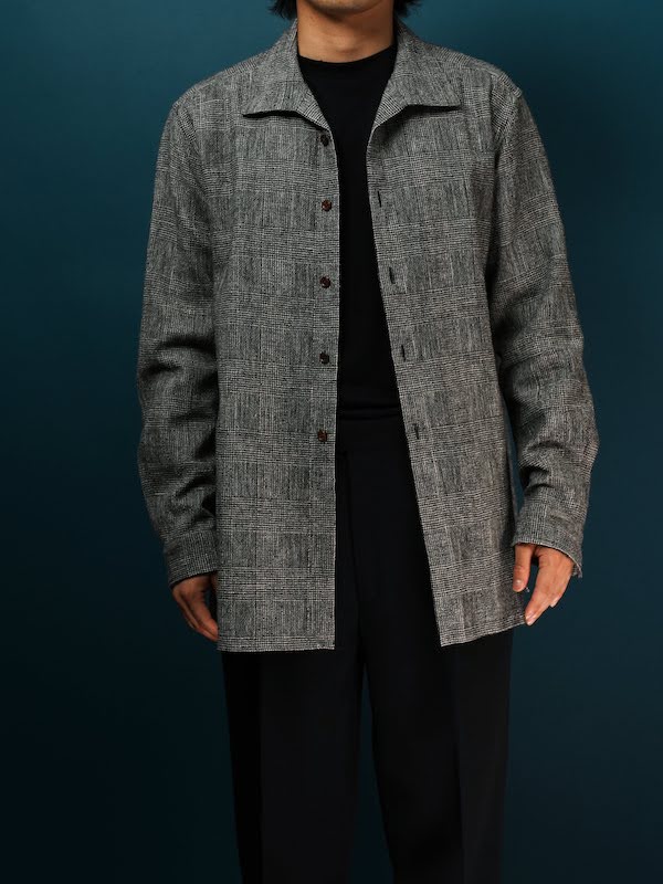Classic open collar shirt (Glen plaid)