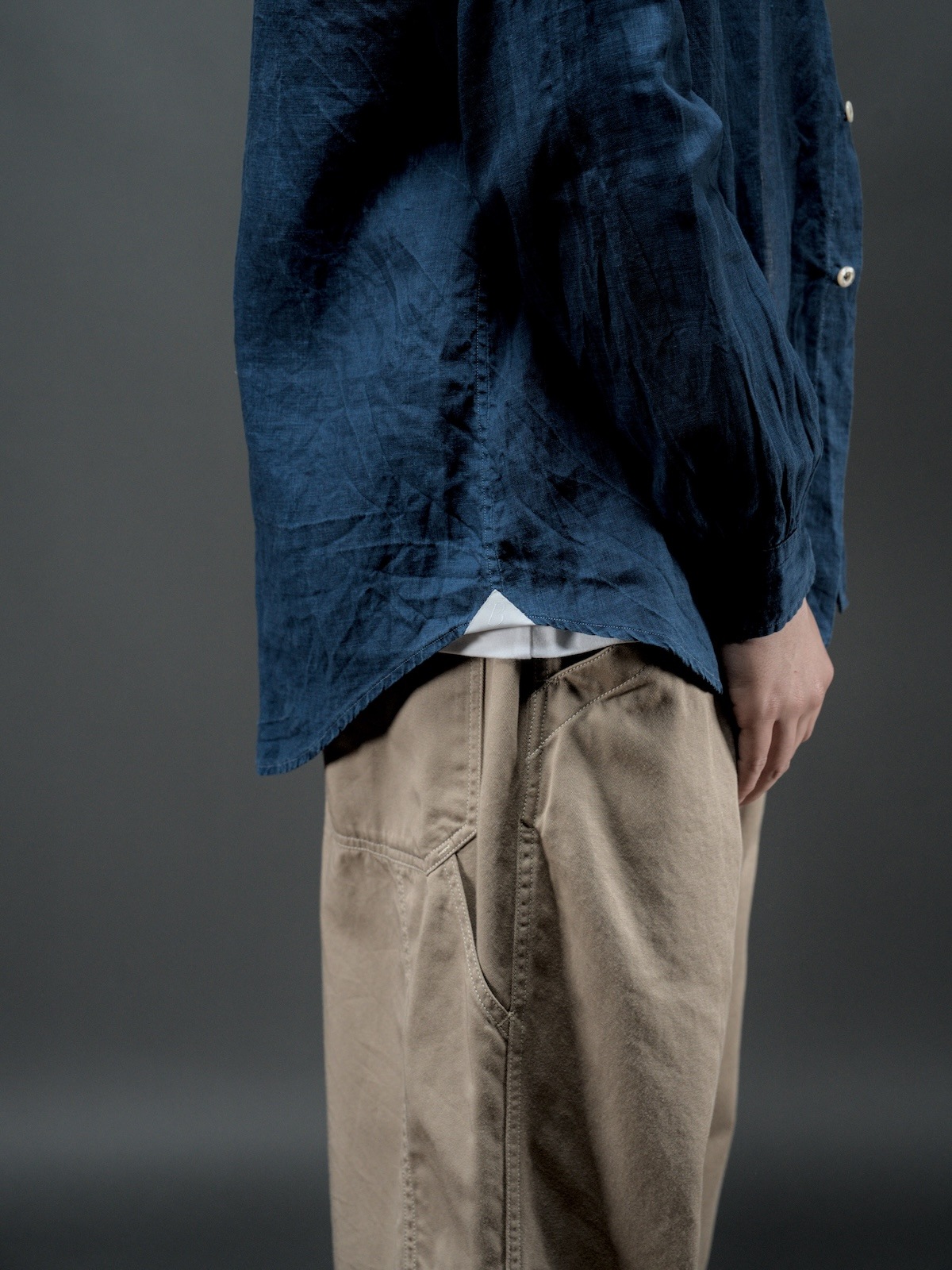 Windsor wide collar shirt indigo dye 