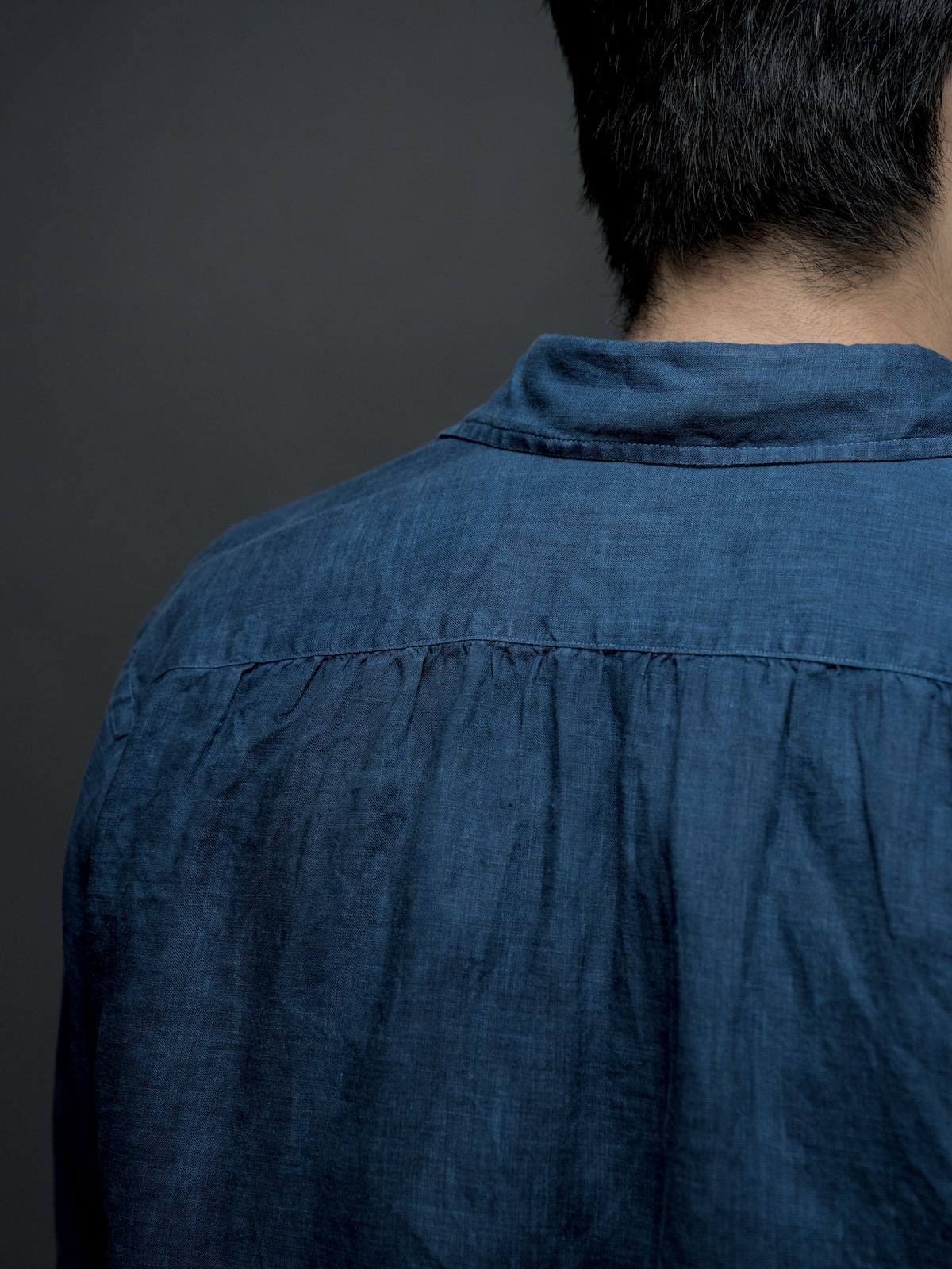 Windsor wide collar shirt indigo dye 