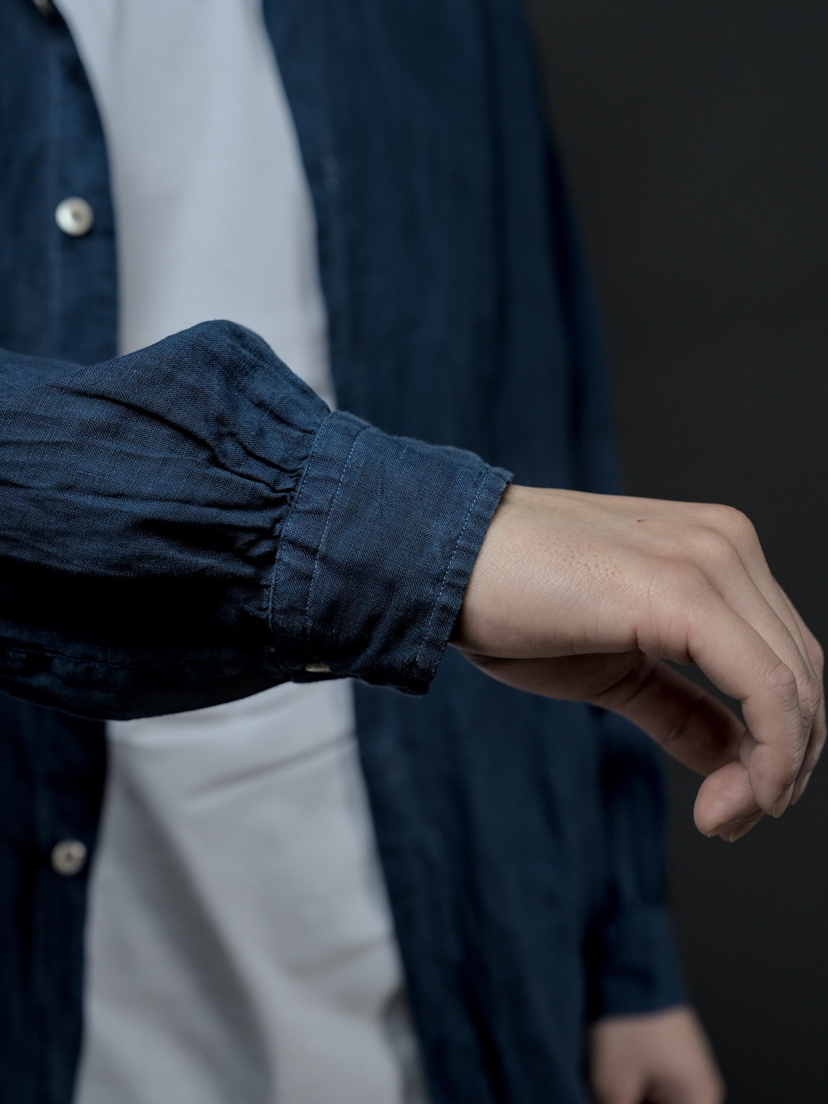Windsor wide collar shirt indigo dye 