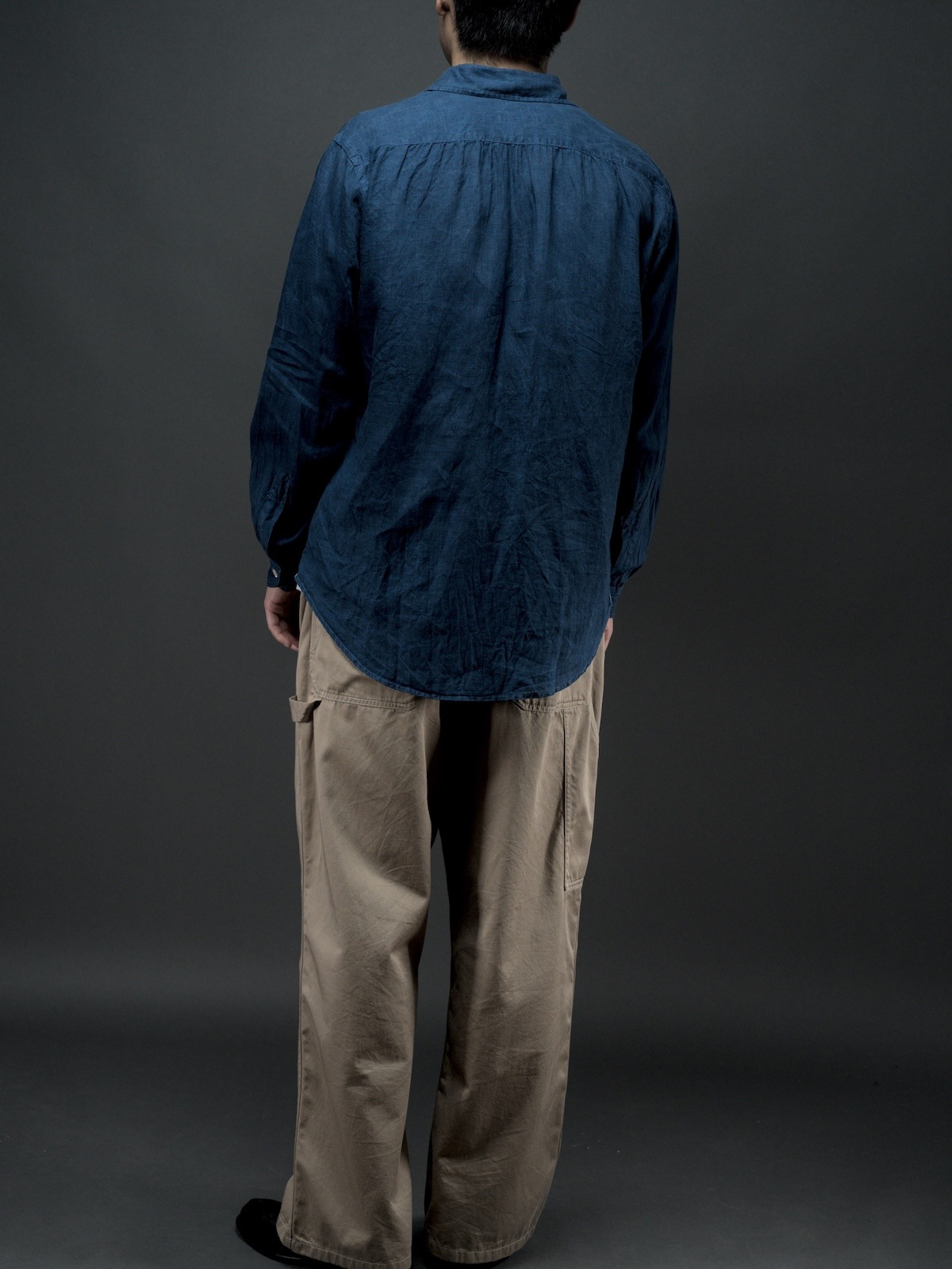 Windsor wide collar shirt indigo dye 