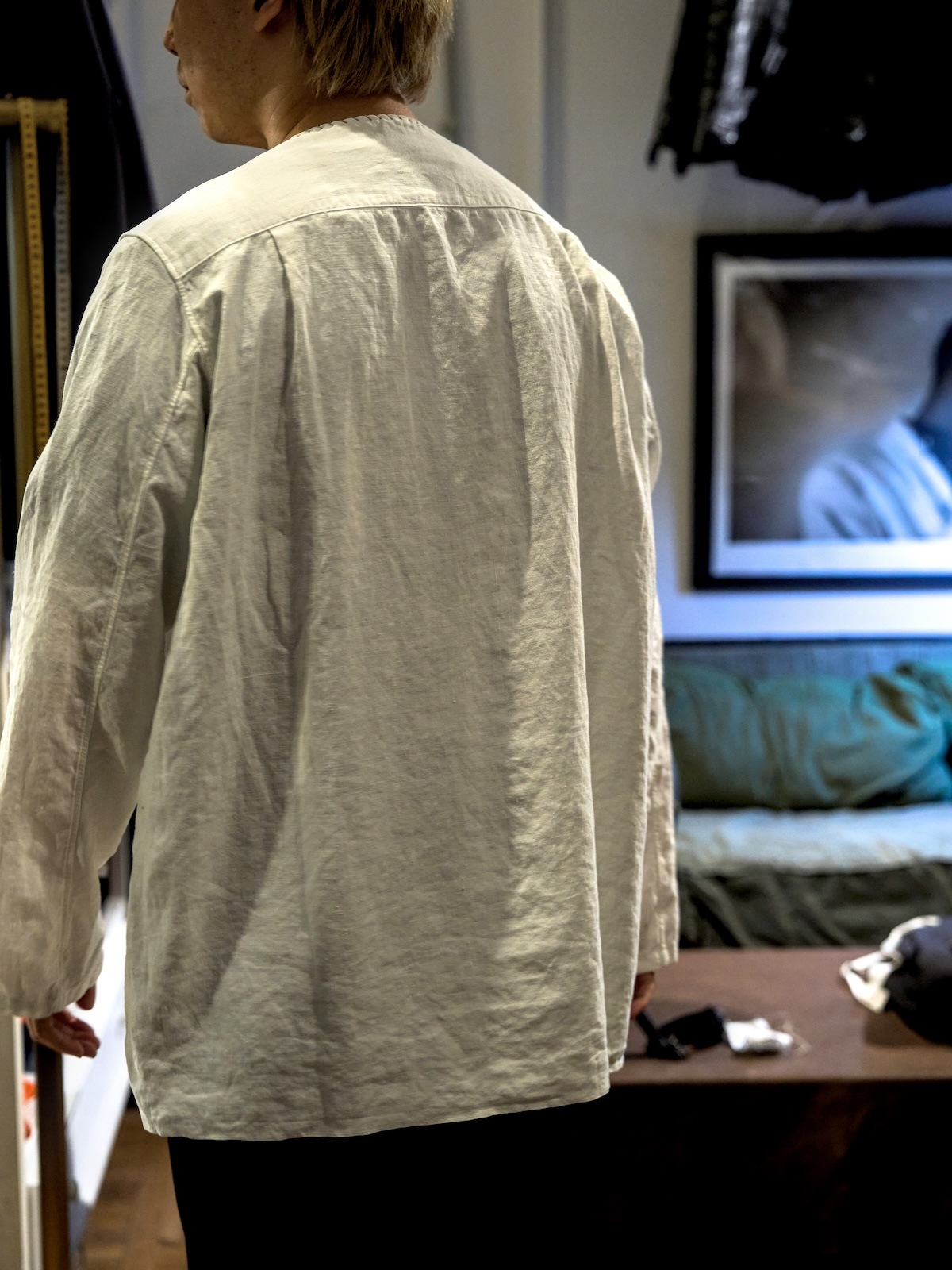 No - collar shirt /Antique linen | BRAND,kaval | CATHEDRAL