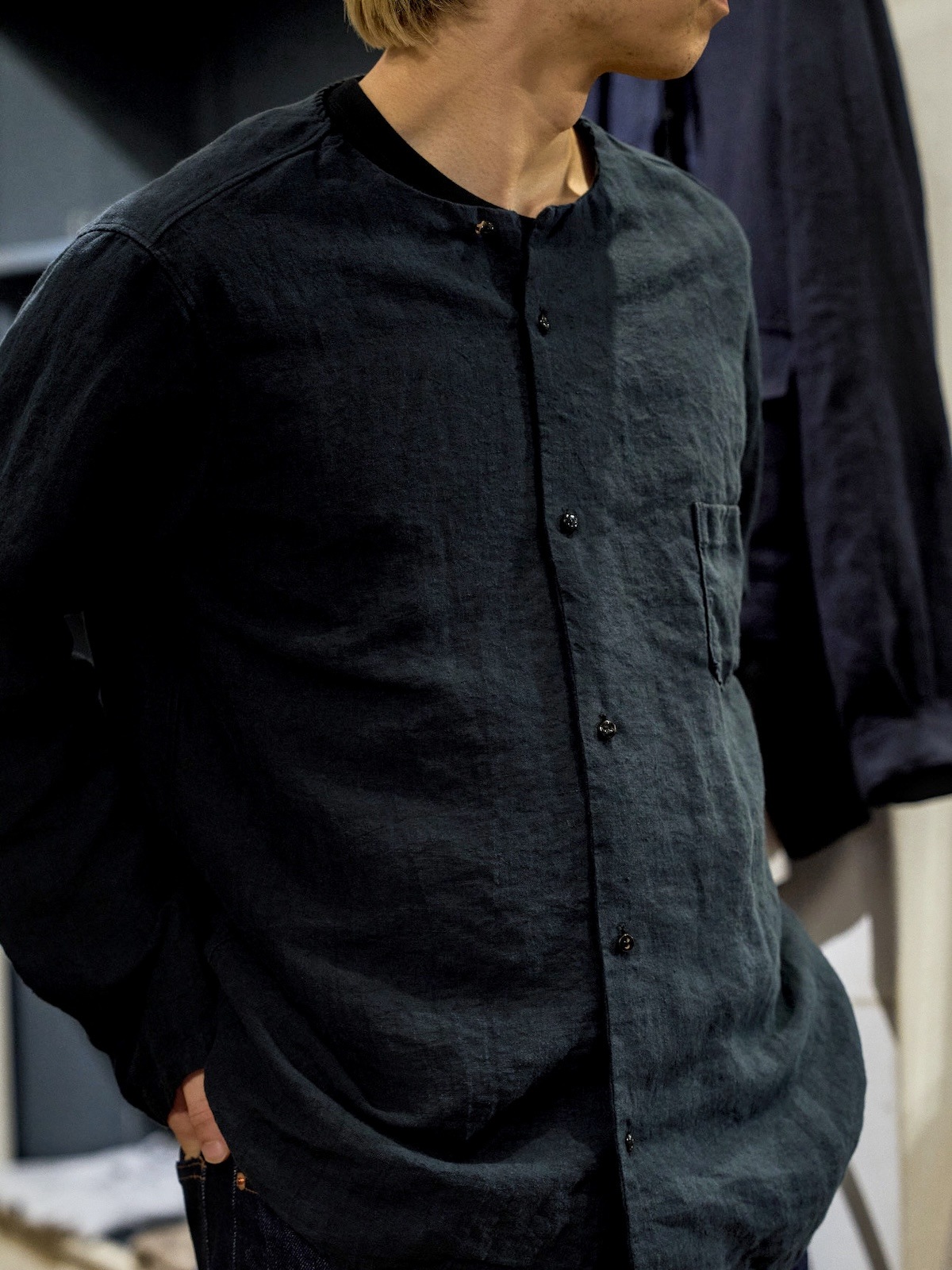 No - collar shirt /High count hemp | BRAND,kaval | CATHEDRAL