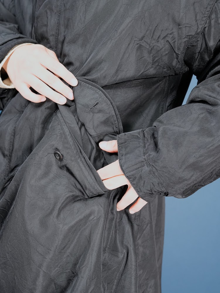 Fish tail long coat with liner(Silk twill)