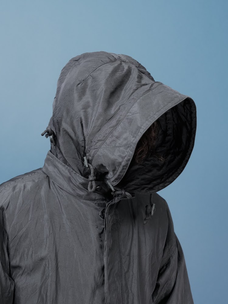 Fish tail long coat with liner(Silk twill)