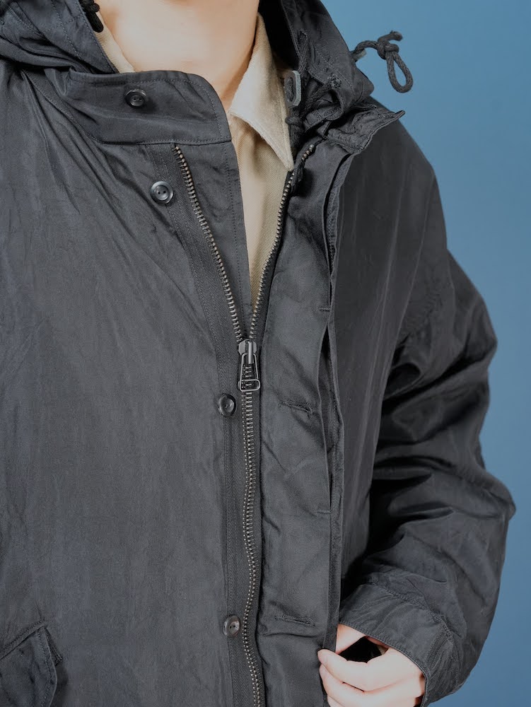 Fish tail long coat with liner(Silk twill)