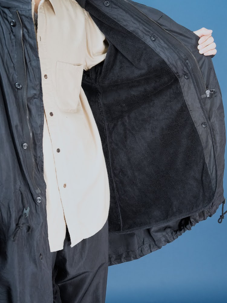 Fish tail long coat with liner(Silk twill)