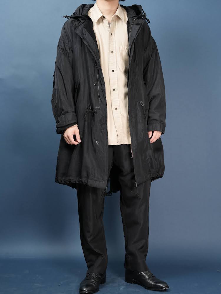 Fish tail long coat with liner(Silk twill)