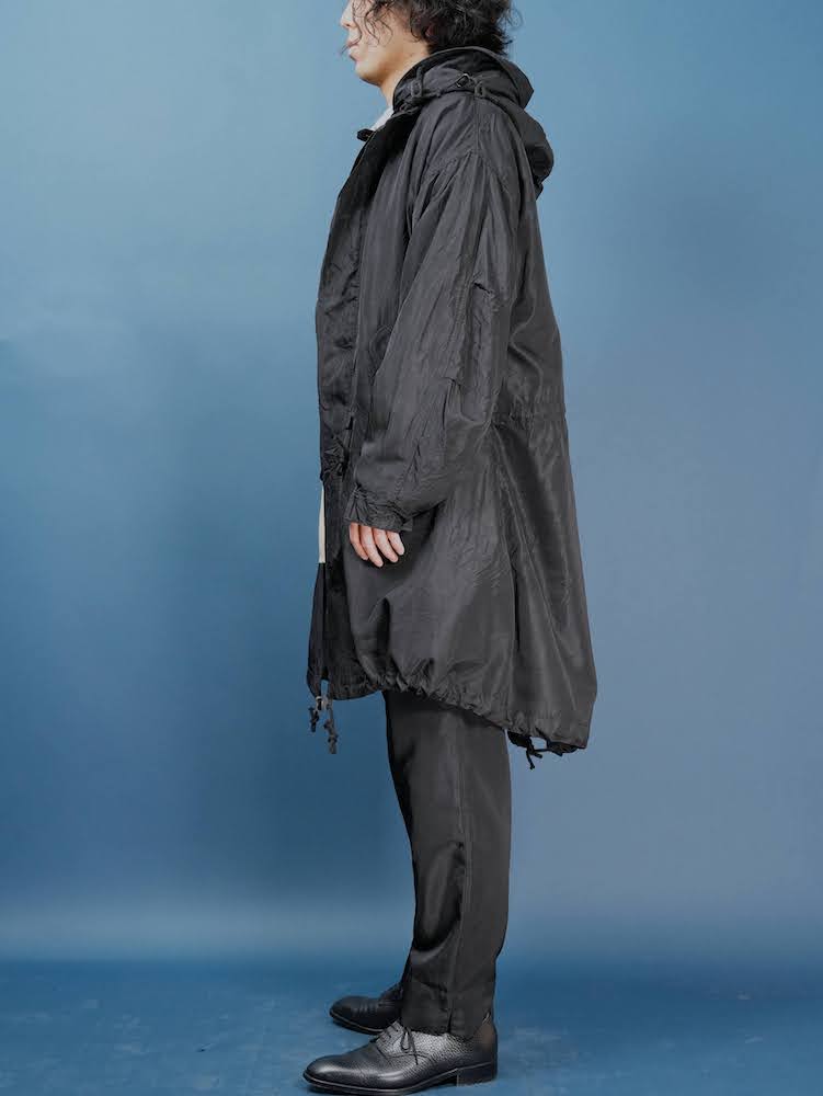 Fish tail long coat with liner(Silk twill)