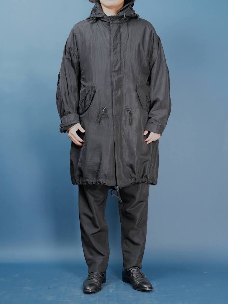 Fish tail long coat with liner(Silk twill)