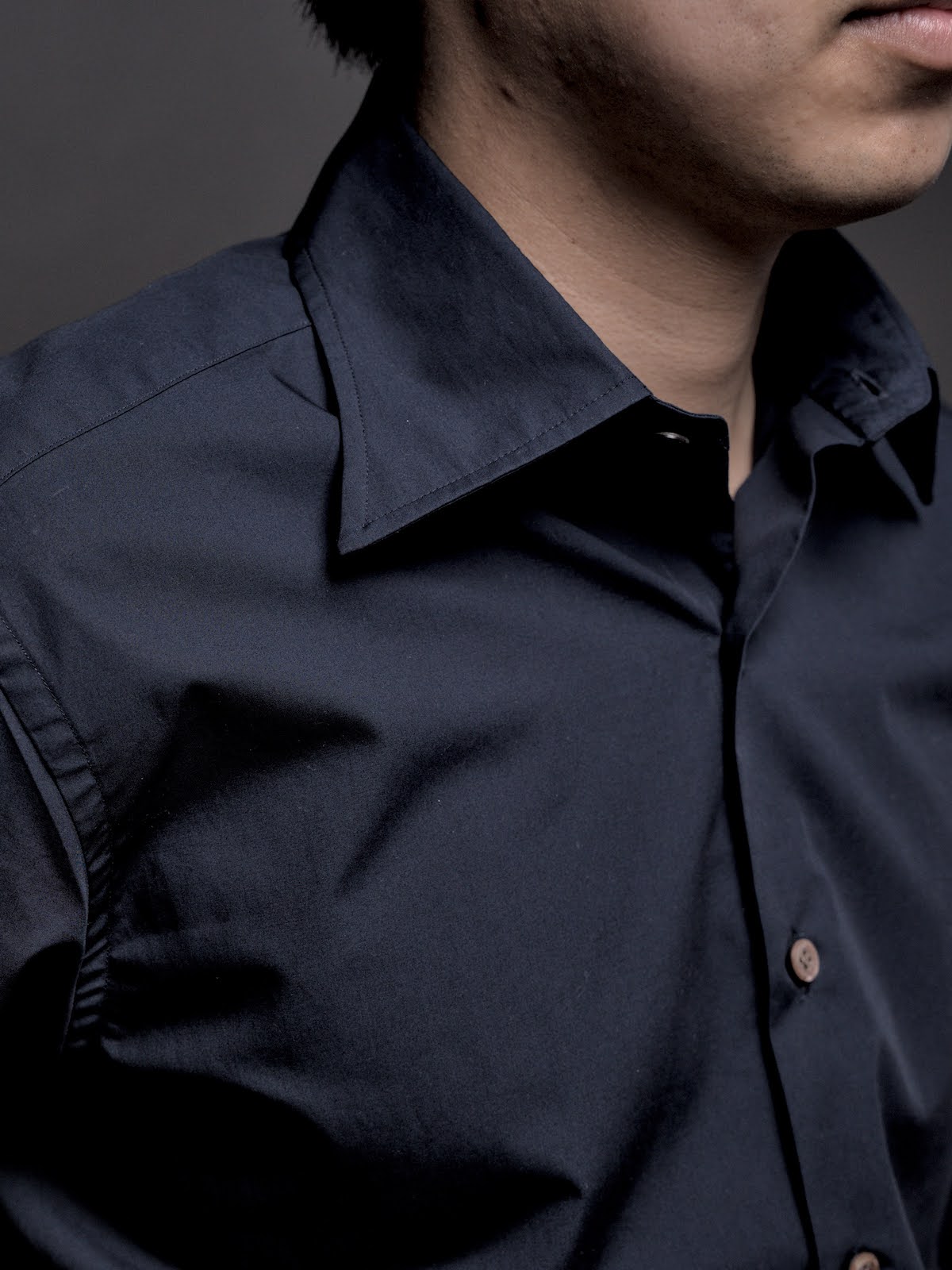 Windsor wide collar shirt (NAVY) for CATHEDRAL
