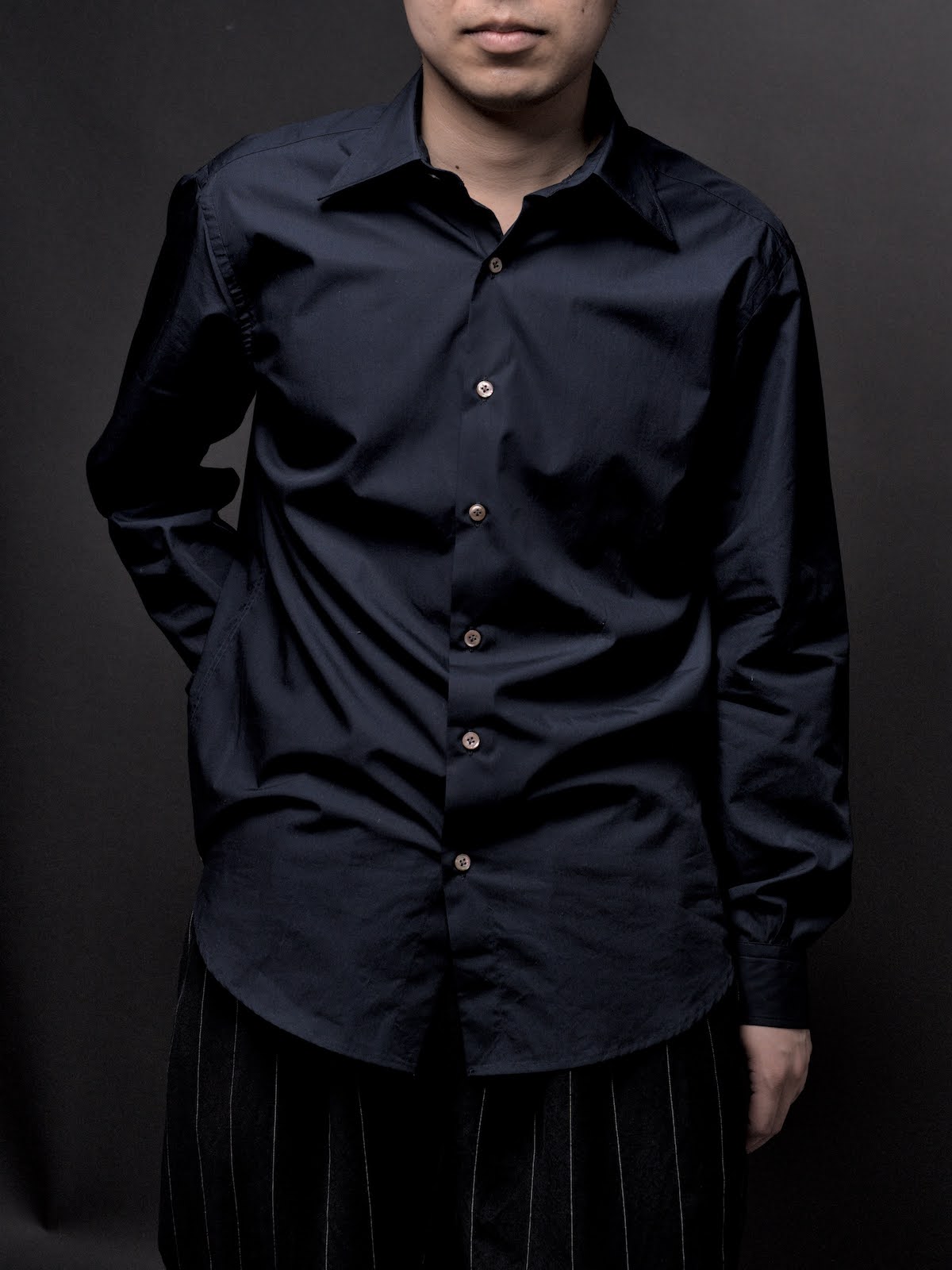 Windsor wide collar shirt (NAVY) for CATHEDRAL