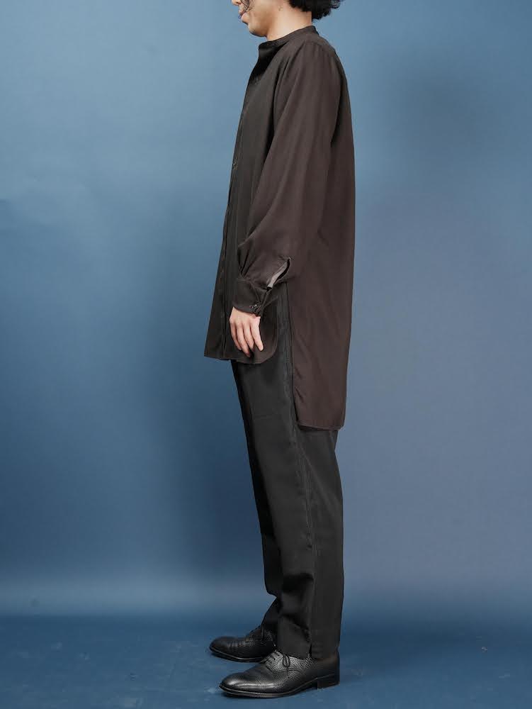 Stand collar dress shirt(Silk twill brushed lining)