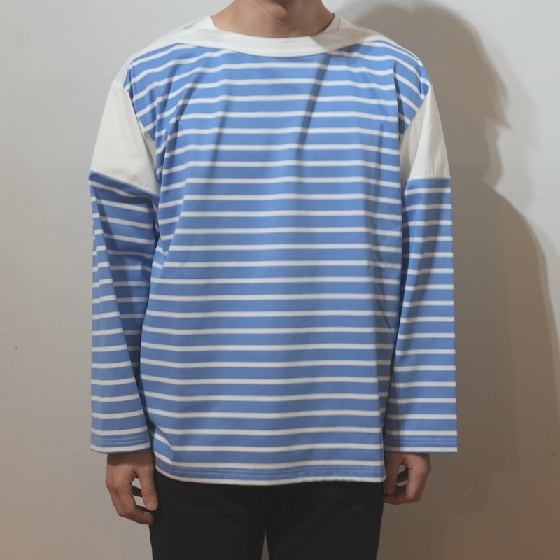ANSNAM / border basque T-shirt / light blue
