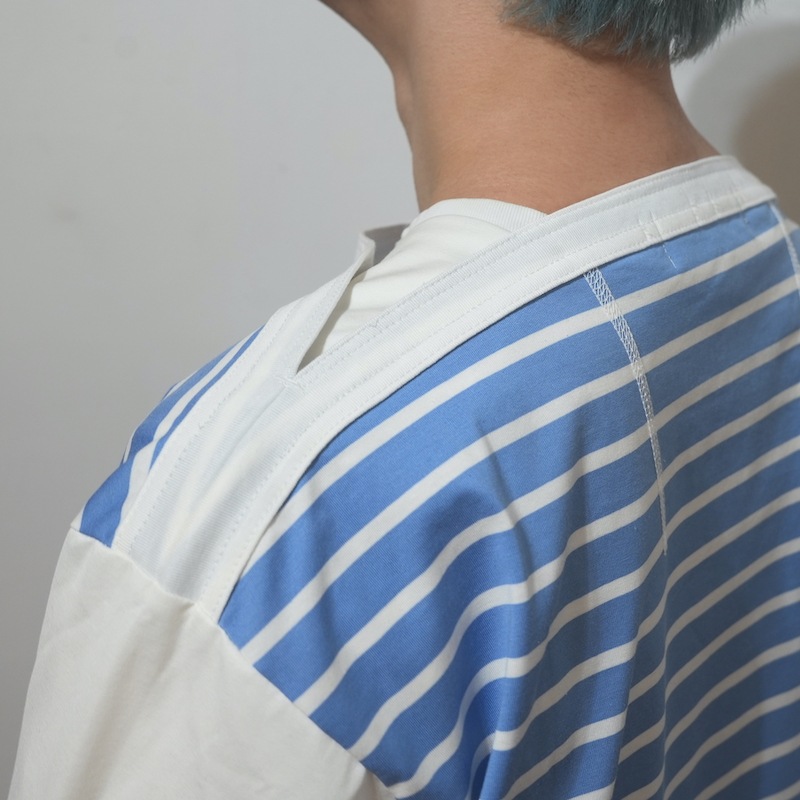ANSNAM / border basque T-shirt / light blue