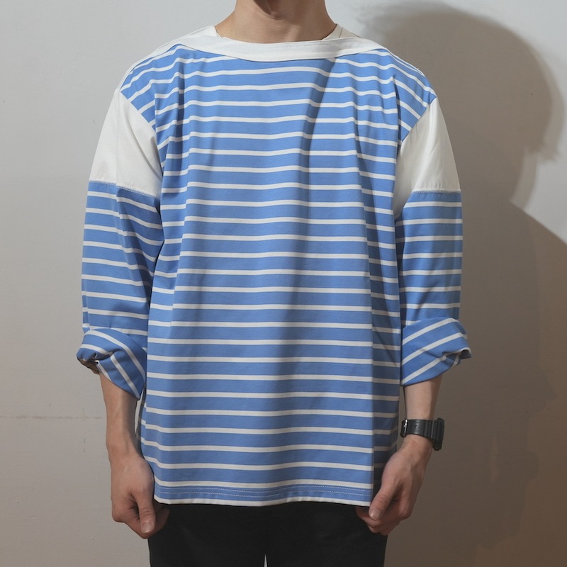 ANSNAM / border basque T-shirt / light blue