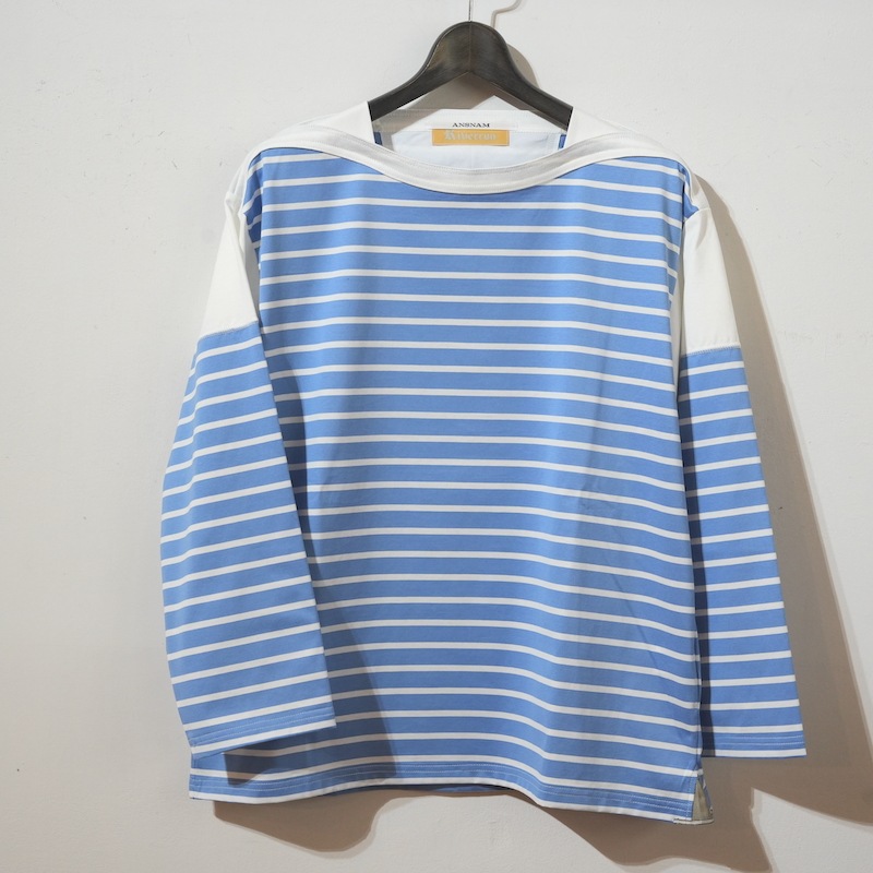 ANSNAM / border basque T-shirt / light blue