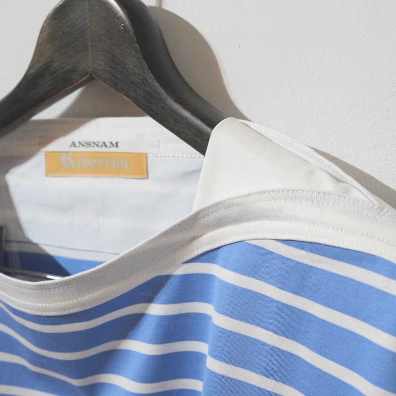 ANSNAM / border basque T-shirt / light blue