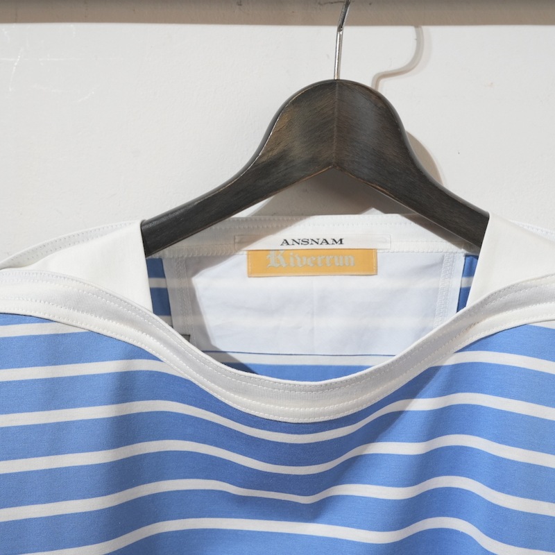 ANSNAM / border basque T-shirt / light blue