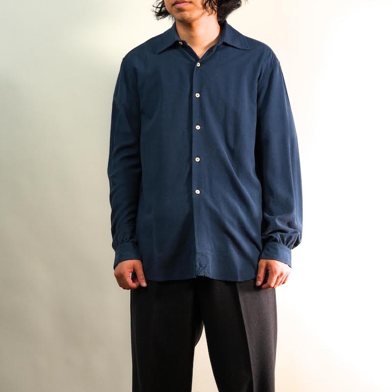 Cornier silk nep band collar shirt 日本製 Cornier silk nep band collar shirt 日本製 Cornier silk nep band