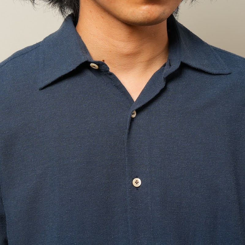 Windsor wide collar shirt (Silk nep kersey)