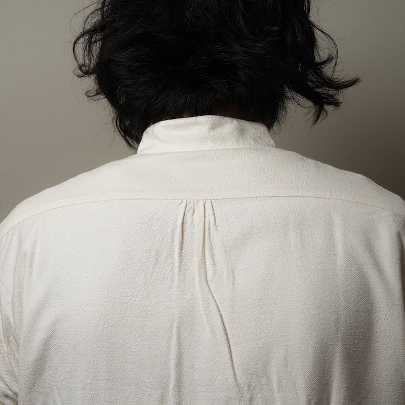 Band collar bosam shirt (Silk nep kersey)
