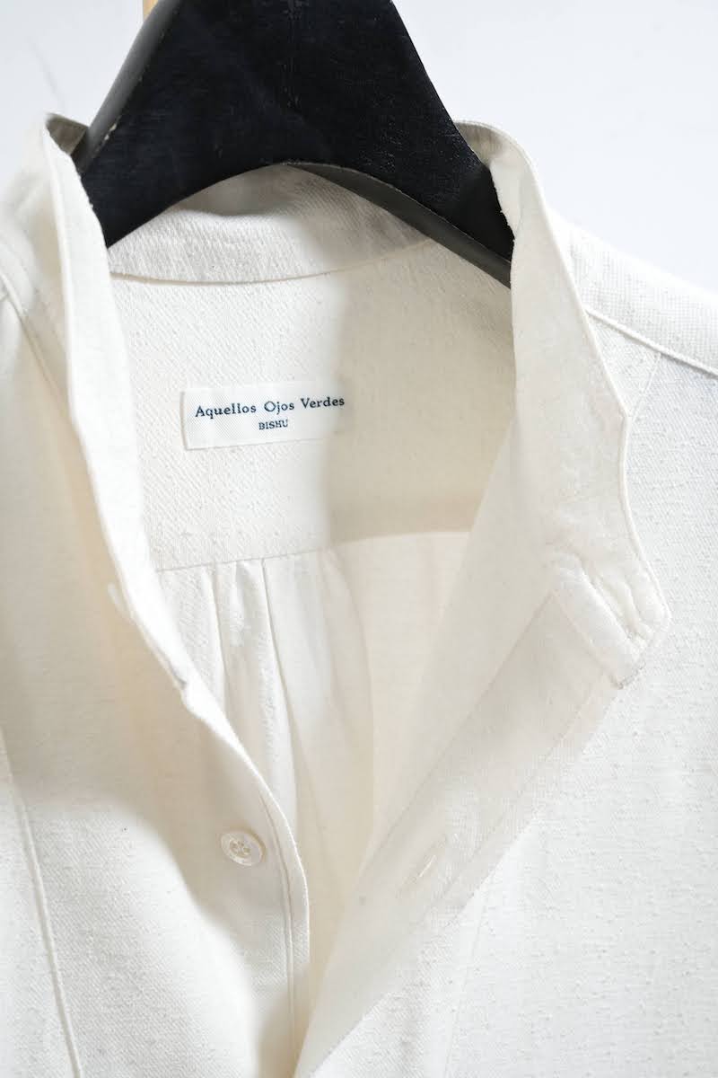 Band collar bosam shirt (Silk nep kersey) | BRAND,Aquellos