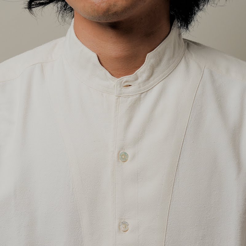 Band collar bosam shirt (Silk nep kersey)
