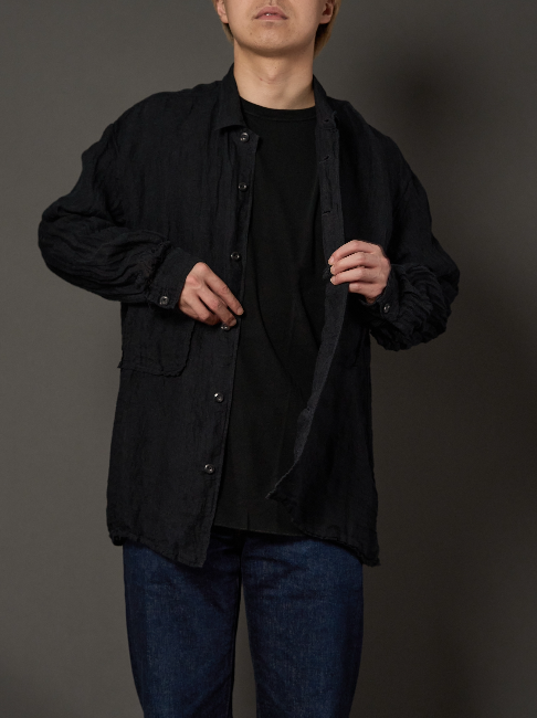 Wide long sleeve shirt box hem