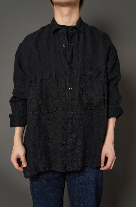 Wide long sleeve shirt box hem