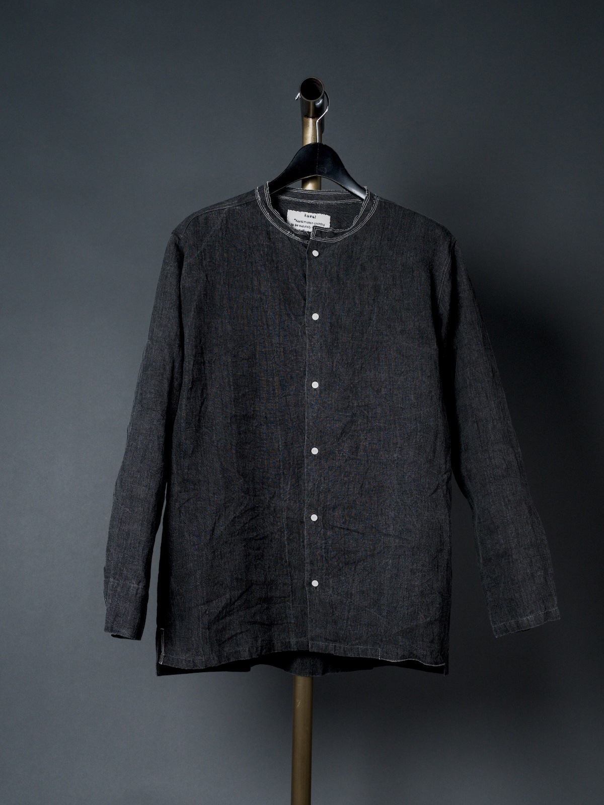 Crew Neck Long Sleeve Blouse / Ink Dyed