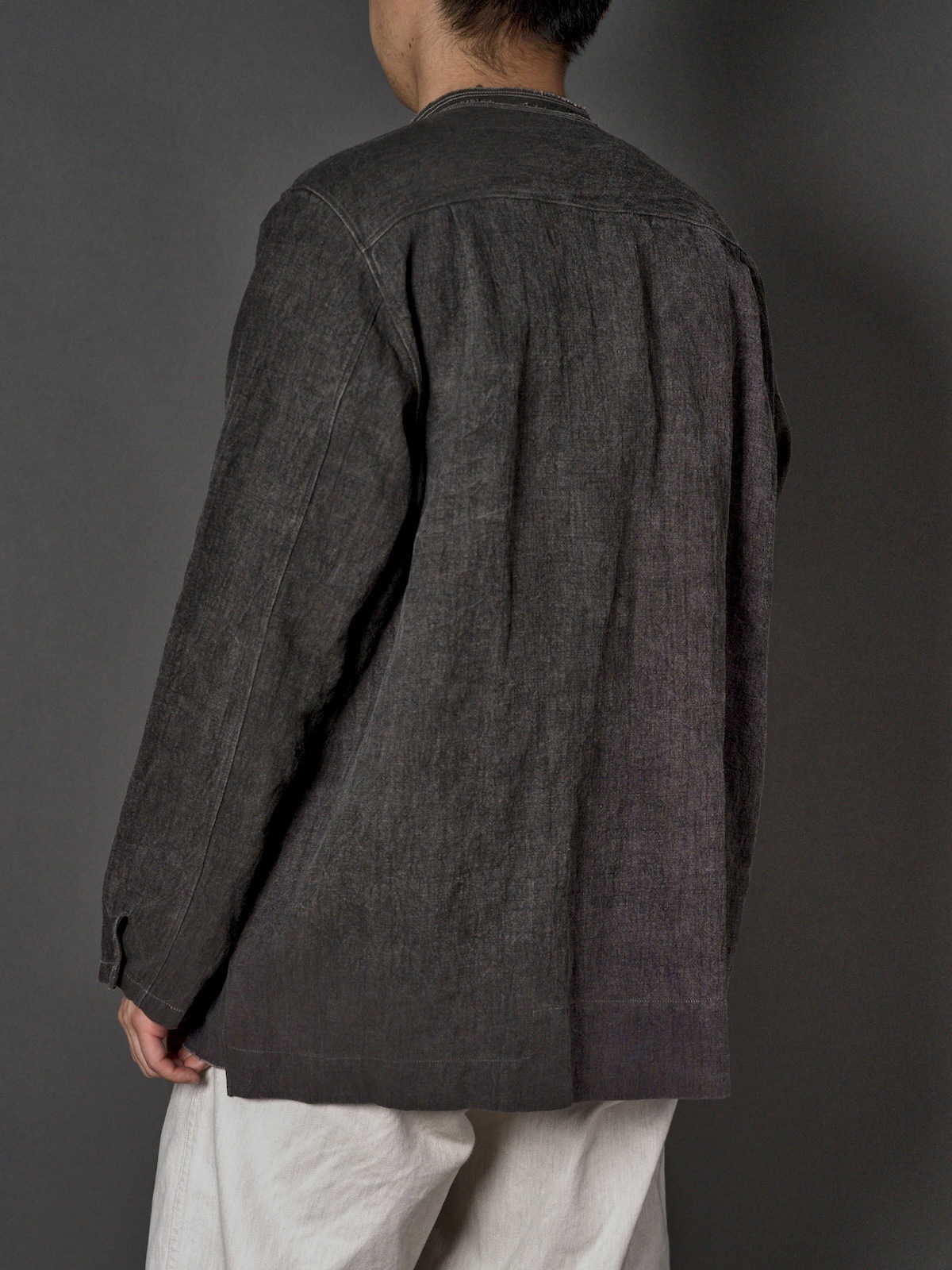 Crew Neck Long Sleeve Blouse / Ink Dyed