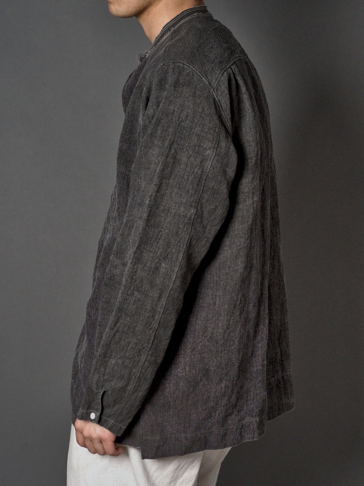 Crew Neck Long Sleeve Blouse / Ink Dyed