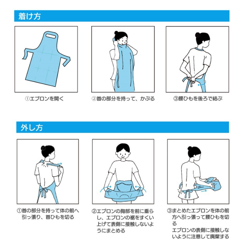 ファーストレイト PEエプロン優ロング 50枚［10箱入］全3色
