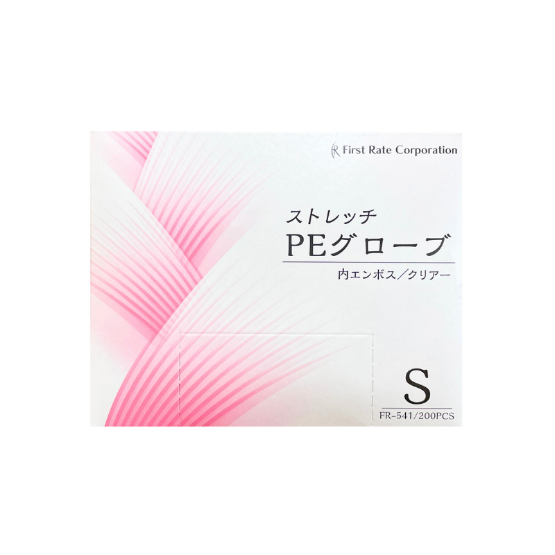 ファーストレイト ストレッチPEグローブ クリアー 200枚［40箱入］ 全3サイズ(S～L)