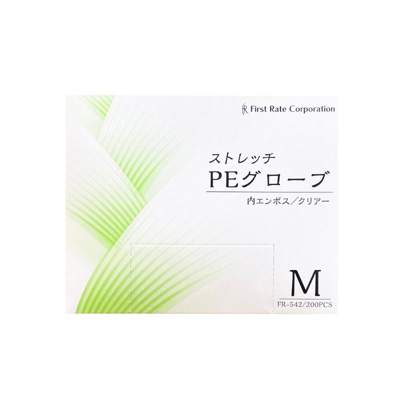 ファーストレイト ストレッチPEグローブ クリアー 200枚［40箱入］ 全3サイズ(S～L)