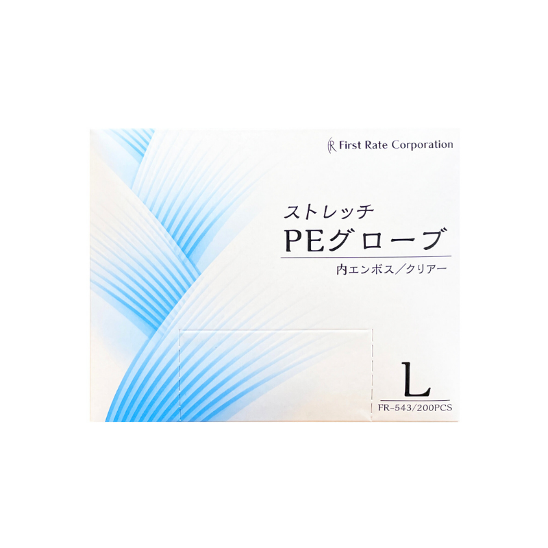 ファーストレイト ストレッチPEグローブ クリアー 200枚［40箱入］ 全3サイズ(S～L)