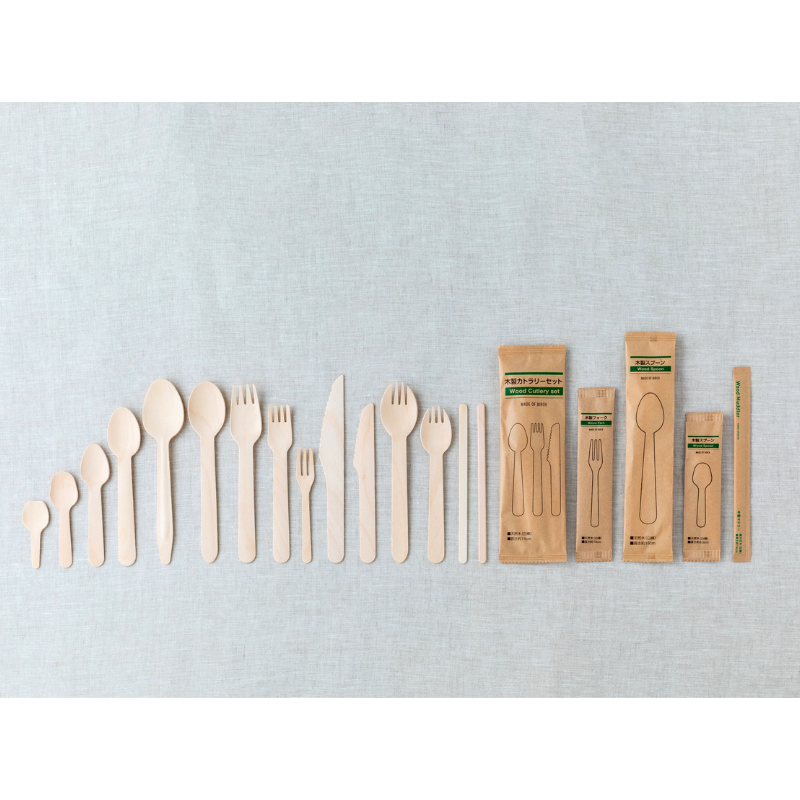 アサヒグリーン 木製フォークスプーン160 バラ透明袋［3,000本入］